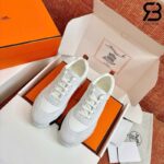 Giày Hermes Bouncing Sneaker Blanc Mesh and Suede Trắng Best Quality