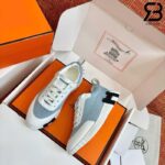 Giày Hermes Bouncing Sneaker Bleu Clair Denim and Blanc Calfskin Xanh Dương Best Quality