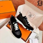 Giày Hermes Bouncing Sneaker Noir Black Calfskin and Suede Đen Best Quality