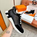 Giày Hermes Bouncing Sneaker Noir Black Calfskin and Suede Đen Best Quality