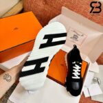 Giày Hermes Bouncing Sneaker Noir Black Calfskin and Suede Đen Best Quality