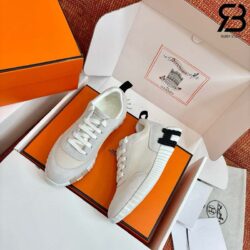 Giày Hermes Bouncing Sneaker Black White Mesh and Suede Đen Trắng Best Quality