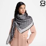 Khăn Choàng LV Monogram Denim Shawl Black Đen Best Quality