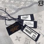 Khăn Choàng LV Monogram Denim Shawl Pearl Gray Xám Best Quality
