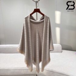 Khăn Choàng LV Monogram Shine Shawl Greige Beige Xám Kem Best Quality