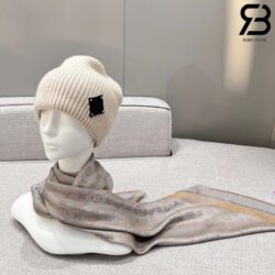 Khăn Choàng LV Monogram Shine Shawl Greige Beige Xám Kem Best Quality