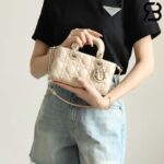 Túi Dior Mini Lady D-Joy Beige Da Cừu 19CM Màu Kem Best Quality