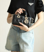 Túi Dior Mini Lady D-Joy Black Da Cừu 19CM Màu Đen Best Quality