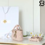 Túi Dior Mini Lady D-Joy Pink Da Cừu 19CM Màu Hồng Best Quality