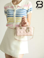 Túi Dior Mini Lady D-Joy Pink Da Cừu 19CM Màu Hồng Best Quality