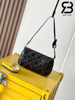 Túi LV Pochette Accessoires Monogram Đính Kim Sa Nâu Best Quality