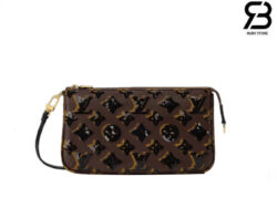 Túi LV Pochette Accessoires Monogram Đính Kim Sa Nâu Best Quality