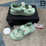 Dép Chanel Dad Sandal Camellia Ribbon Mint Green Lambskin Xanh Mint Best Deal