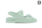 Dép Chanel Dad Sandal Camellia Ribbon Mint Green Lambskin Xanh Mint Best Deal