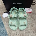 Dép Chanel Dad Sandal Camellia Ribbon Mint Green Lambskin Xanh Mint Best Deal