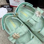 Dép Chanel Dad Sandal Camellia Ribbon Mint Green Lambskin Xanh Mint Best Deal