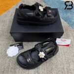 Dép Chanel Dad Sandal Camellia Ribbon Black Lambskin Đen Best Deal