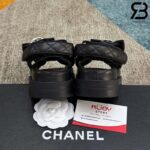 Dép Chanel Dad Sandal Camellia Ribbon Black Lambskin Đen Best Deal