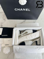 Giày Cao Gót Chanel Slingback Bling White Black Trắng Đen 7CM Best Quality