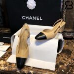Giày Cao Gót Chanel Slingback Cap Toe Lamskin 7CM Best Quality