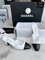Giày Cao Gót Chanel Slingback Cap Toe Lamskin 7CM Best Quality