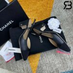Giày Cao Gót Chanel Slingback Goatskin Grosgrain Black Beige Đen Kem Best Quality