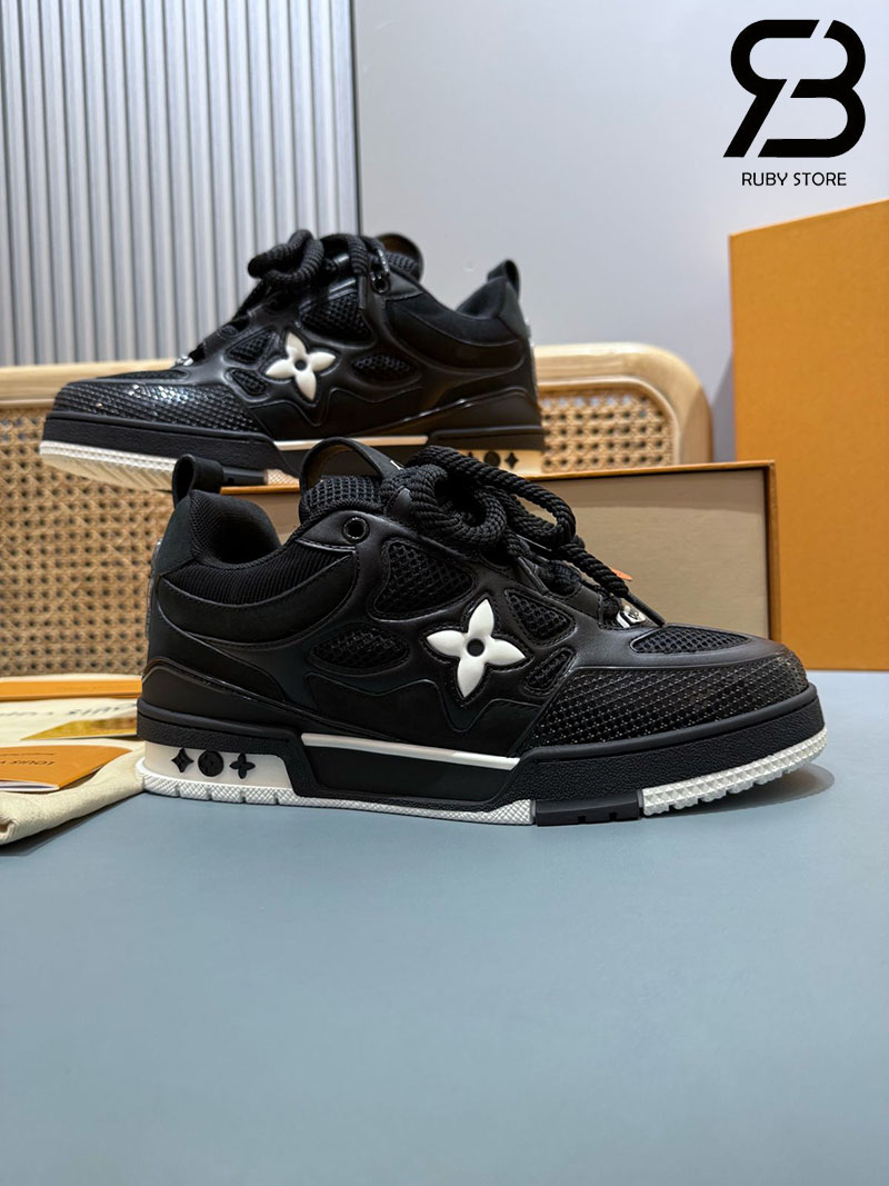 Giày LV Skate Sneaker Black White Đen Trắng Best Quality