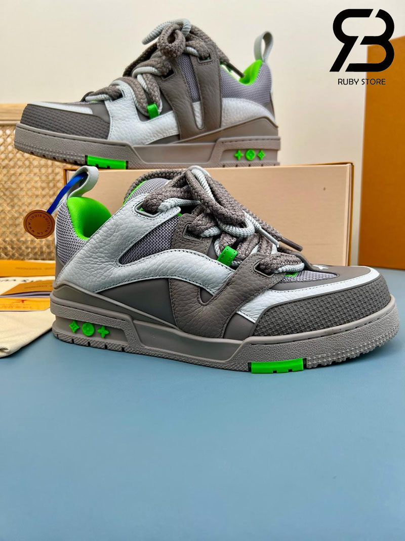 Giày LV Skate Sneaker Grey Green Xám Xánh Lá Best Quality