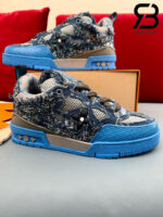 Giày LV Skate Trainer Blue Swarovski Monogram Xanh Dương Best Quality