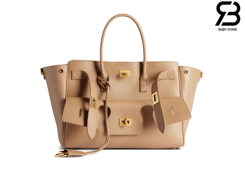 Túi Balenciaga Bel Air Small Carry All Bag Size 30 Beige Kem Da Calfskin GHW Best Ý