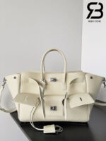 Túi Balenciaga Bel Air Small Carry All Bag Size 30 Neutral Trắng Da Calfskin SHW Best Ý