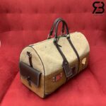 Túi LV Keepall Bandoulière 50 Pharrell Williams M26127 Tan Brown Suede Best Quality