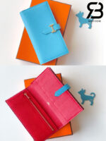 Ví Hermes Bearn Long Wallet Blue Red Xanh Đỏ GHW Best Pháp