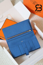 Ví Hermes Bearn Long Wallet Blue Xanh Dương GHW Best Pháp