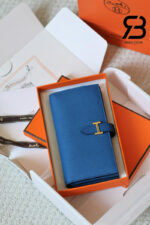 Ví Hermes Bearn Long Wallet Blue Xanh Dương GHW Best Pháp