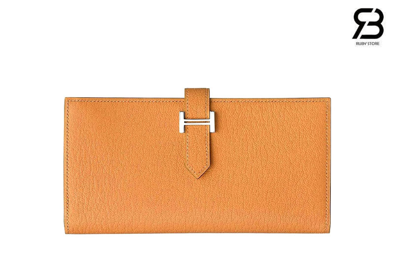Ví Hermes Bearn Long Wallet Orange Cam Da Chevre Best Pháp