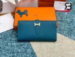 Ví Hermes Bearn Long Wallet Vert Bosphore Bleu Saphire GHW Best Pháp