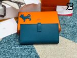 Ví Hermes Bearn Long Wallet Vert Bosphore Bleu Saphire GHW Best Pháp