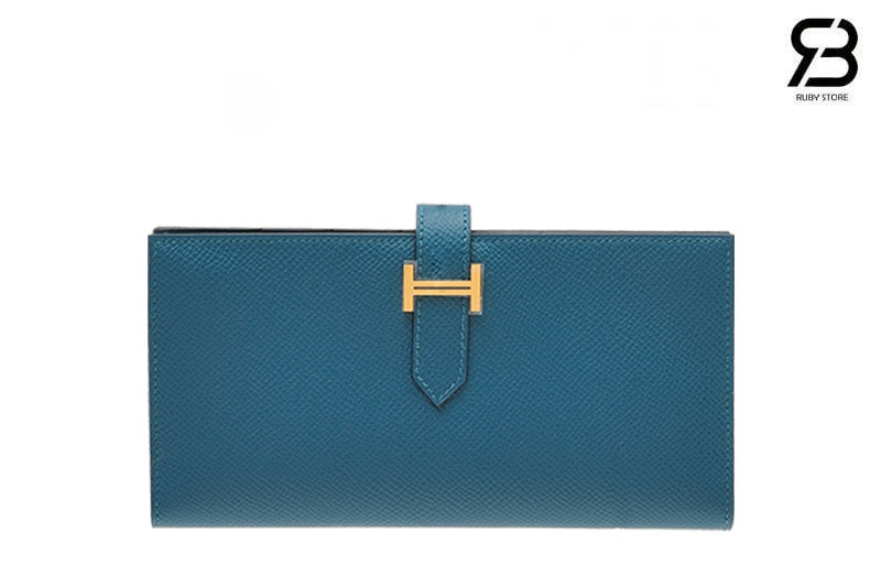 Ví Hermes Bearn Long Wallet Vert Bosphore Bleu Saphire GHW Best Pháp