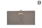 Ví Hermes Bearn Long Wallet Vert Bosphore Grey Xám GHW Best Pháp