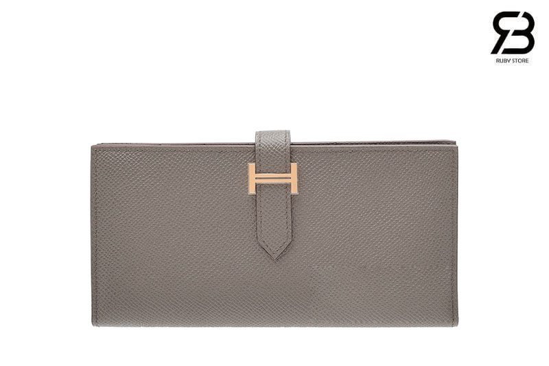 Ví Hermes Bearn Long Wallet Vert Bosphore Grey Xám GHW Best Pháp