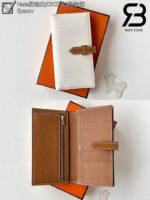 Ví Hermes Bearn Long Wallet White Brown Trắng Nâu GHW Best Pháp
