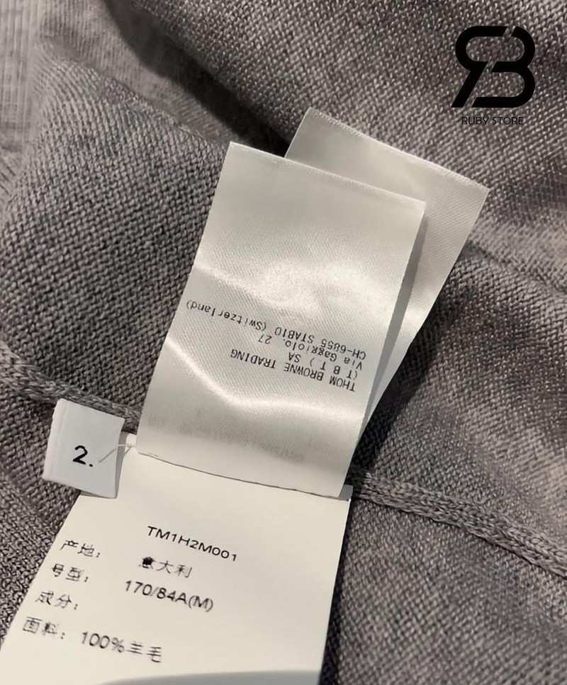 Áo Cardigan Thom Browne màu xám thực tế