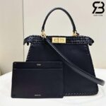 Fendi Peekaboo ISeeU Medium Size 33 Black Interlace Leather, túi xách hàng hiệu sang trọng.