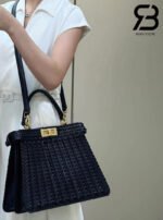 Fendi Peekaboo ISeeU Medium Size 33 Black Interlace Leather đẹp mắt