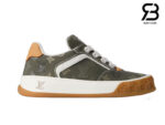 Giày LV Pharrell Williams Tilted Sneaker Khaki Xanh Olive cao cấp
