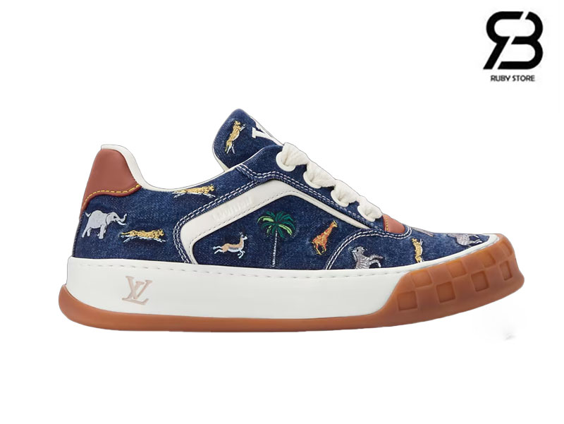 Giày LV Pharrell Williams Tilted Sneaker x The Darjeeling Limited Blue Xanh Dương Best Quality