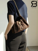 Túi Chanel 25 Mini Hobo Handbag Dark Brown Suede Calfskin Nâu Đậm 20CM Best Quality