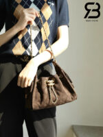 Túi Chanel 25 Mini Hobo Handbag Dark Brown Suede Calfskin Nâu Đậm 20CM Best Quality