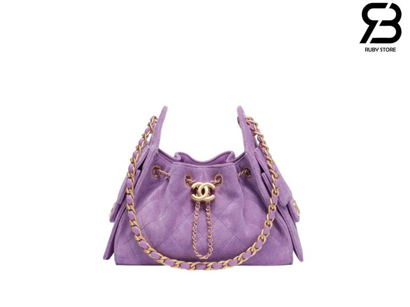 Túi Chanel 25 Mini Hobo Handbag Purple Suede Calfskin 20CM Màu Tím Best Quality